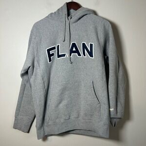 FLAN Hoodie Grey Pullover Long Sleeve Pocket Sweatshirt Size M